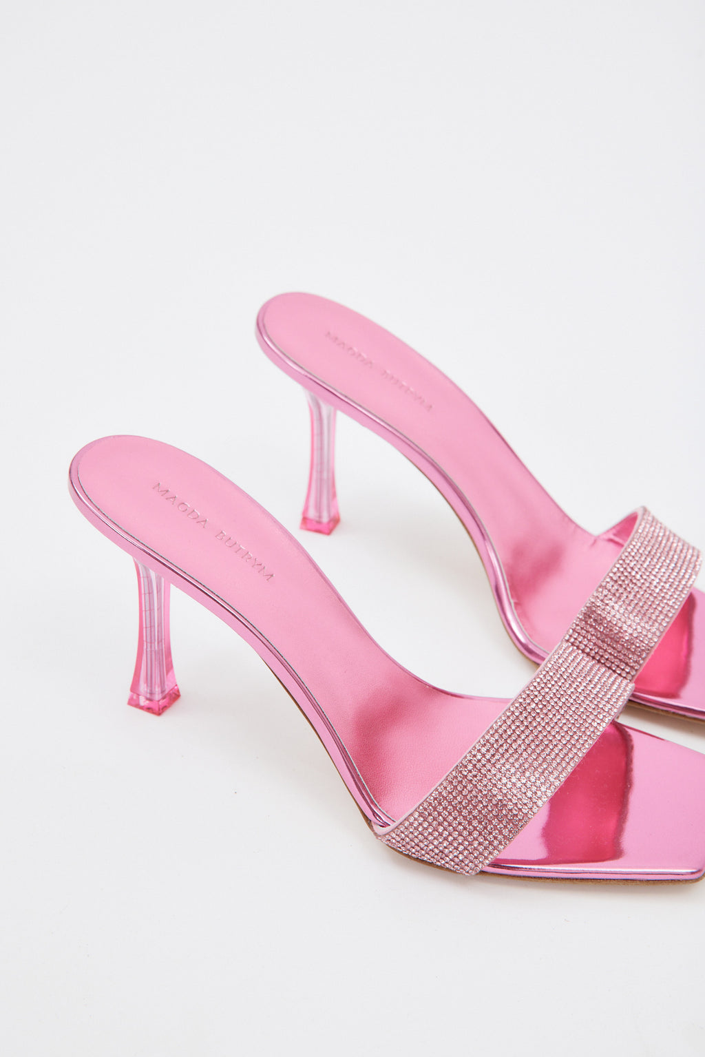 Thin Pink Crystal Mules