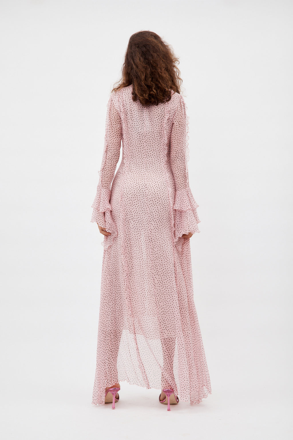 Long Sleeve Rosa Nero Printed Maxi Dress