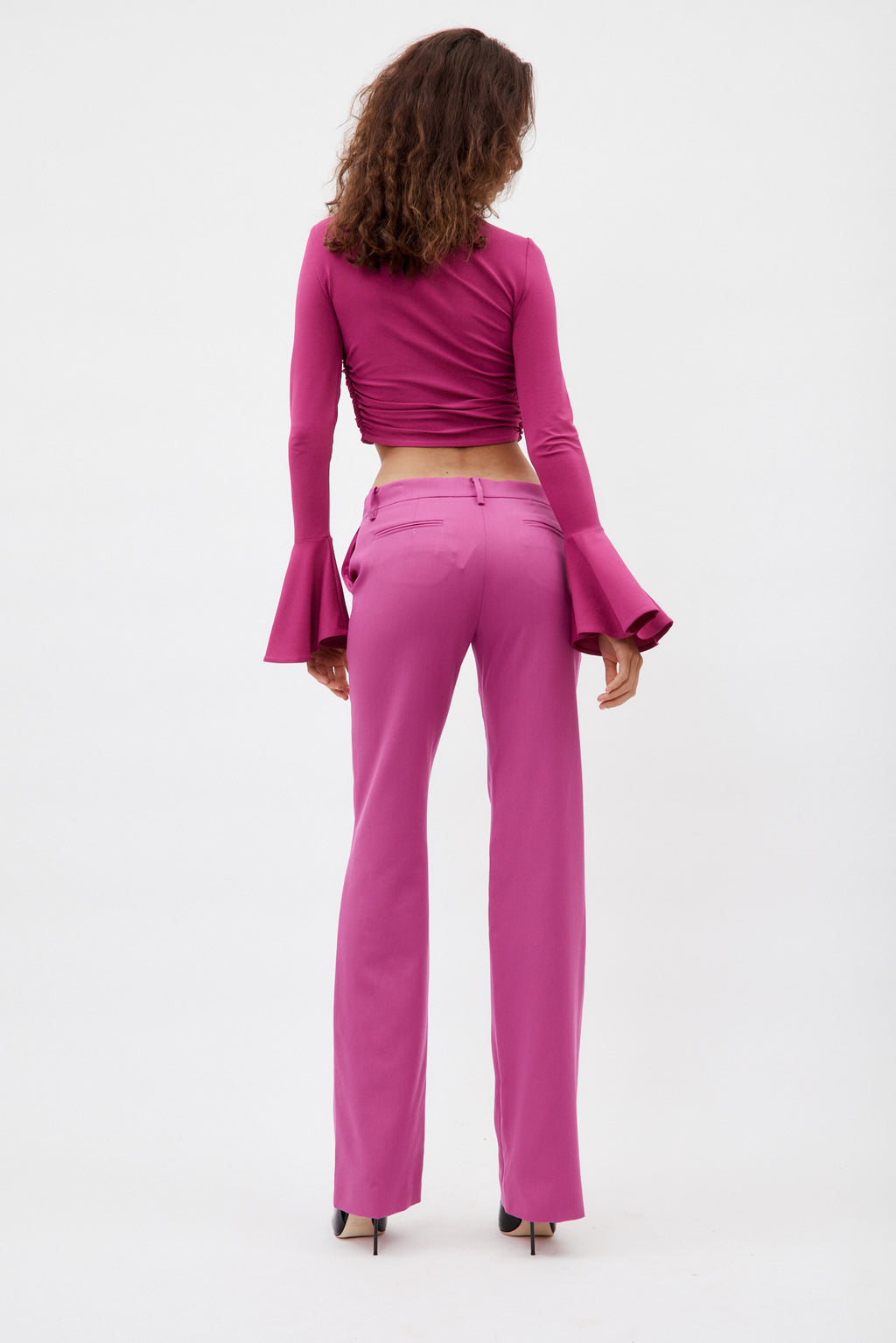 70's Bell Sleeve Violet Jersey Crop Top