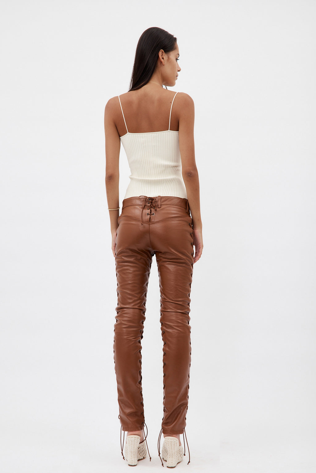 Guido Cocoa Leather Trousers