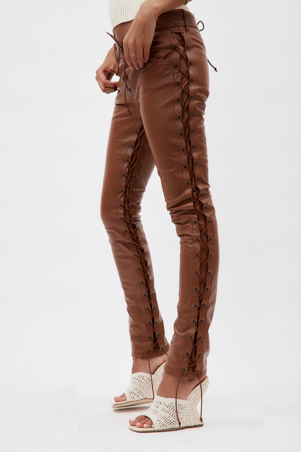 Guido Cocoa Leather Trousers