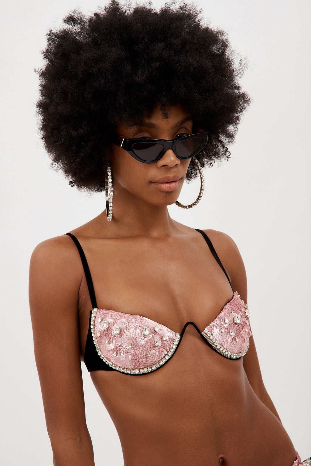 Embroidered Crystal Pailette Pink Watermelon Bra