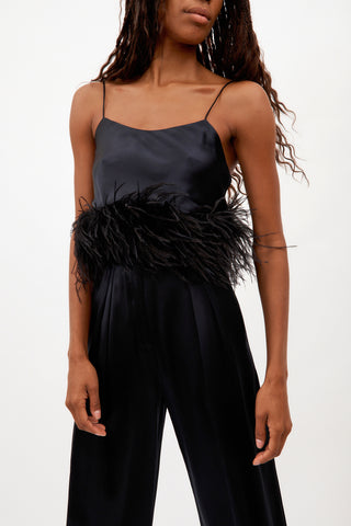 Mini Black Camisole with Ostrich Feathers