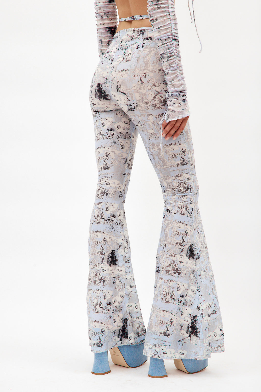Ruched Cloud Print Trousers