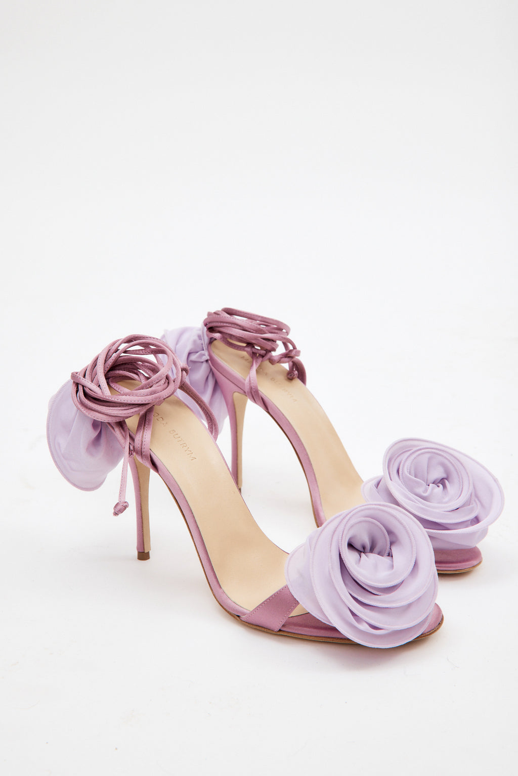 Double Flower Lilac Heel Sandals