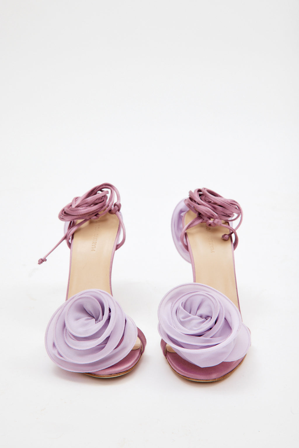 Double Flower Lilac Heel Sandals