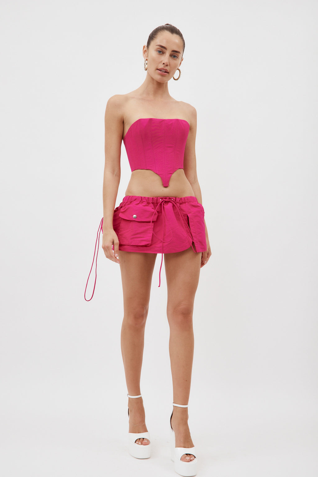 Fuchsia Mini Skirt with Slit