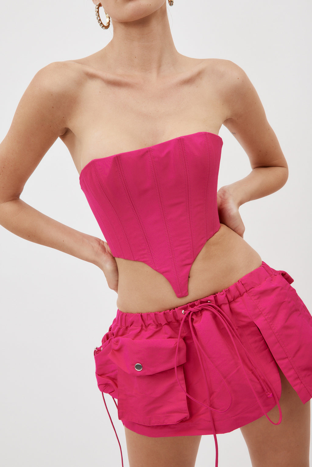 Fuchsia Mini Skirt with Slit