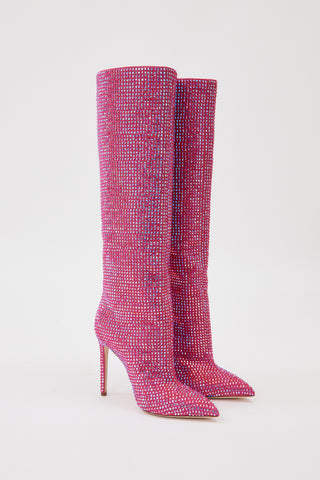 Holly Iridescent Ruby Pink Stiletto Boots