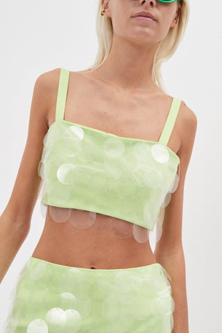 Bexley Lime Circle Sequins Crop Top - Désordre Boutique