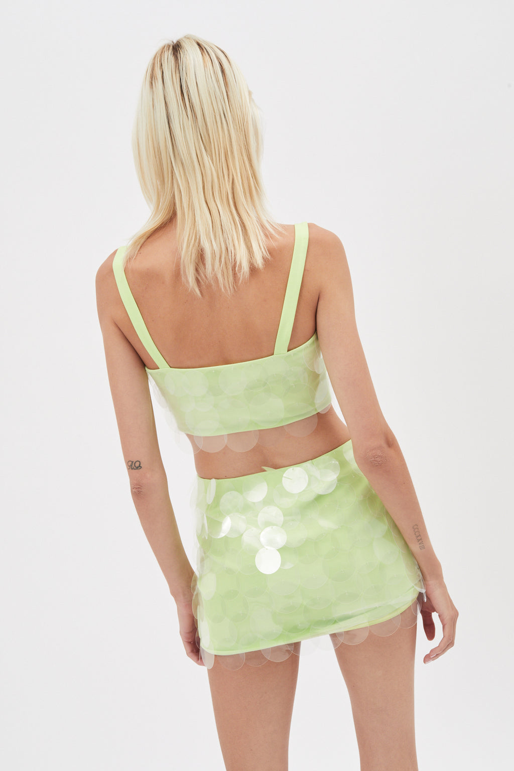 Bexley Lime Circle Sequins Crop Top - Désordre Boutique