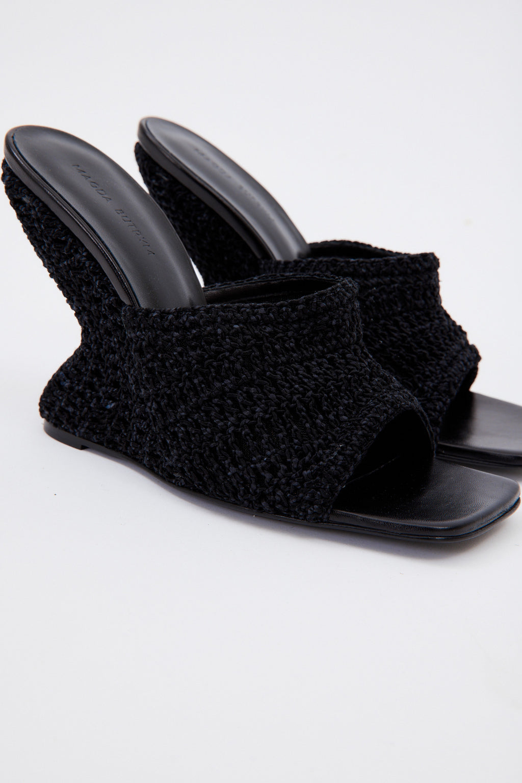 Black Crochet Mule Wedge - Désordre Boutique