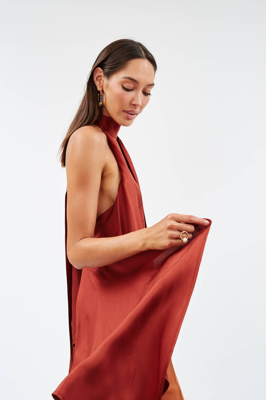 Carmo Brick Silk Halter - Désordre Boutique