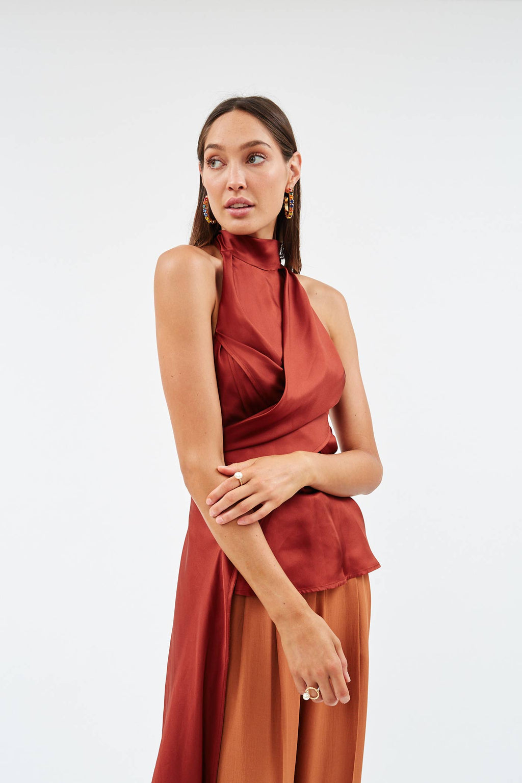 Carmo Brick Silk Halter - Désordre Boutique