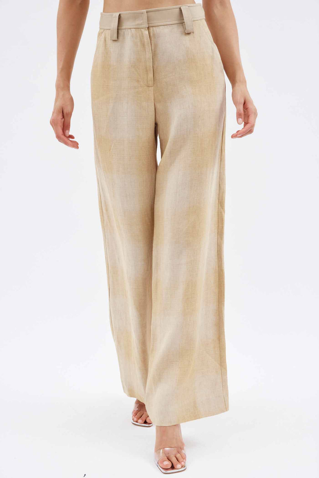 Contrast Waistband Tan Check Trouser - Désordre Boutique