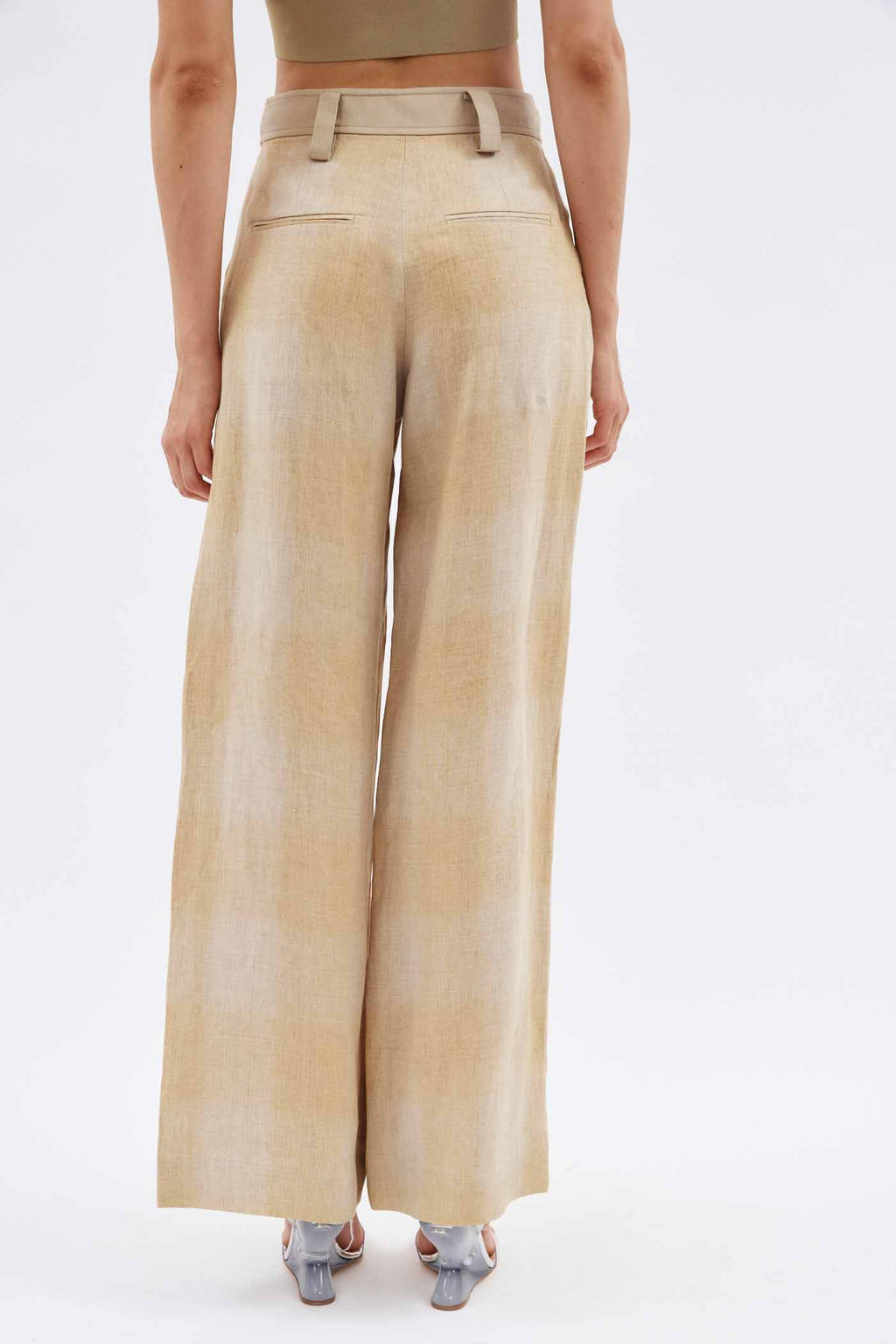 Contrast Waistband Tan Check Trouser - Désordre Boutique