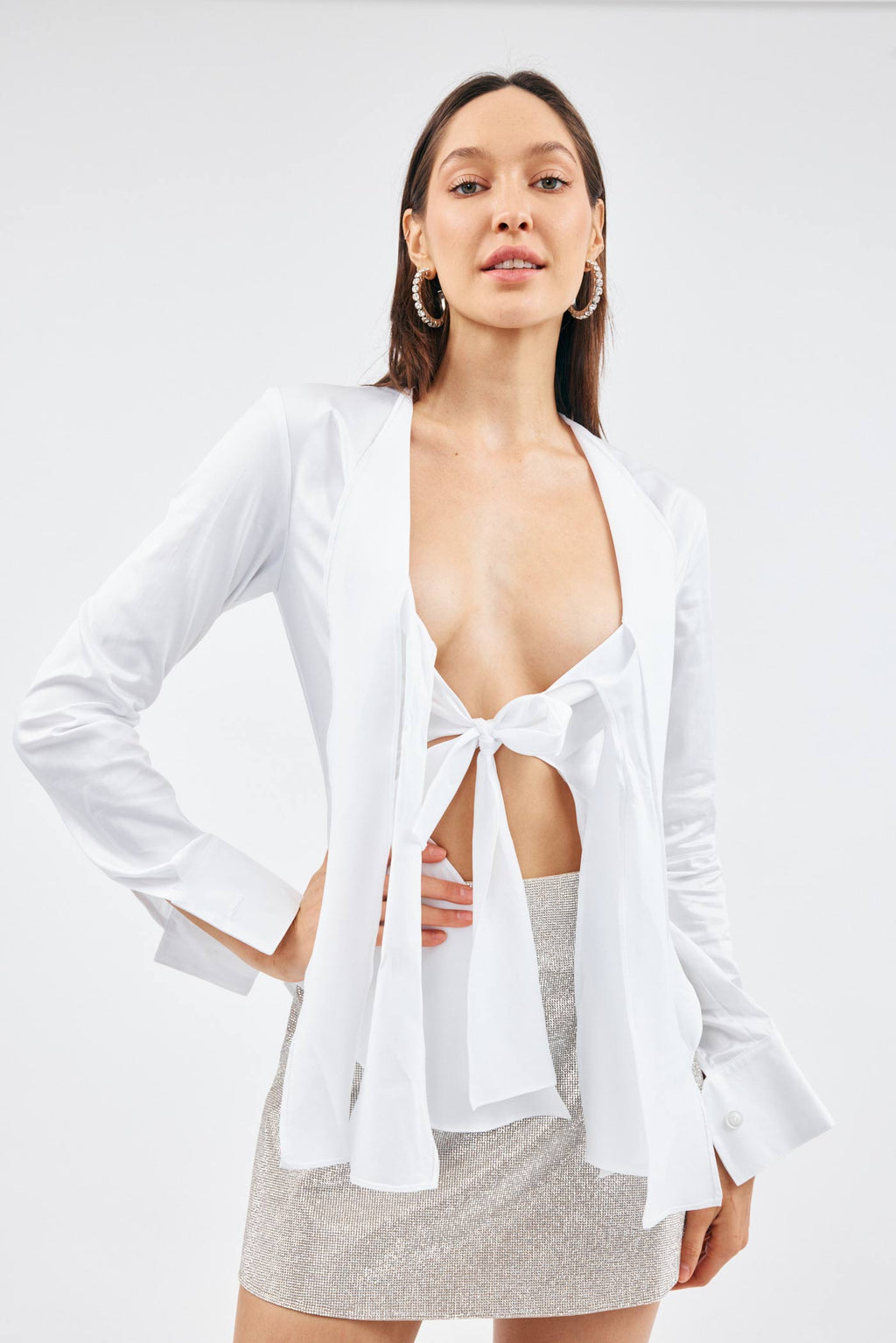 Cotton Tie White Blouse - Désordre Boutique