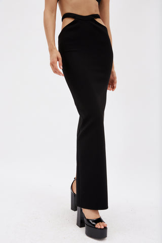 Cut Out Long Black Skirt - Désordre Boutique