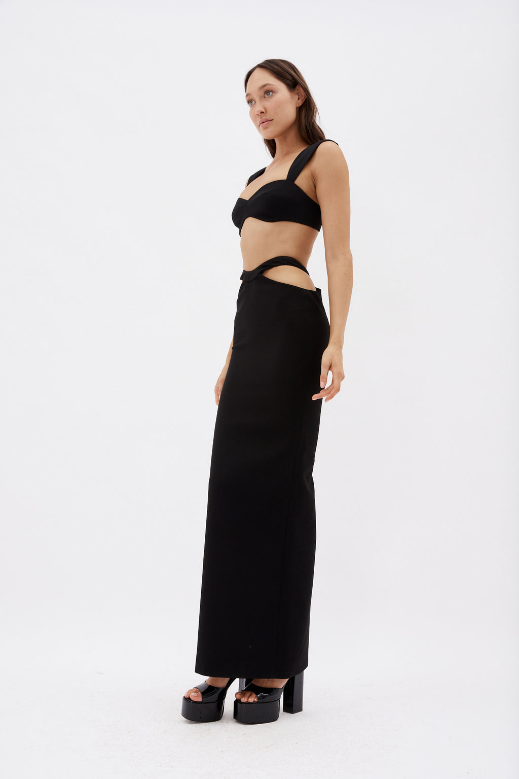 Cut Out Long Black Skirt - Désordre Boutique