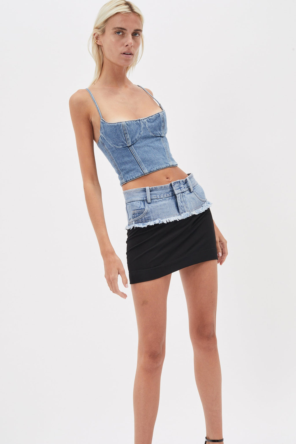 Denim Belt Black Mini Skirt - Désordre Boutique