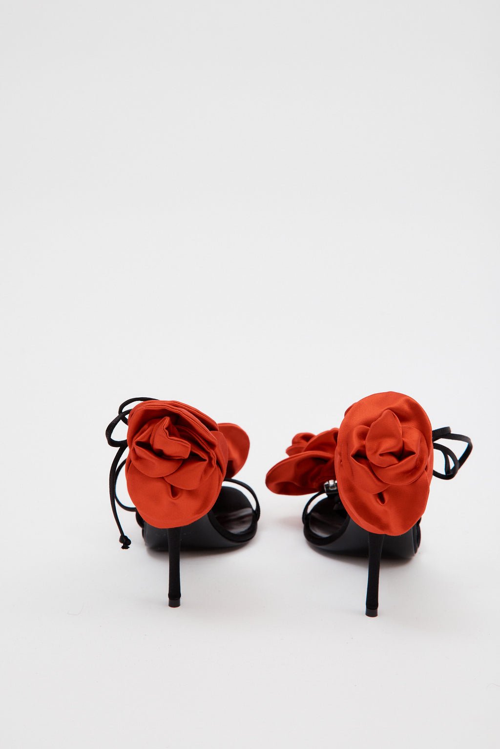 Double Flower Black Red Heel Sandals - Désordre Boutique