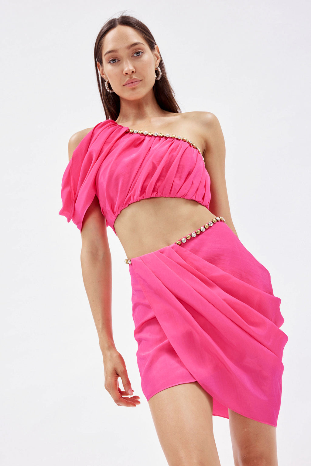 Draped Hot Pink Asymmetric Top - Désordre Boutique