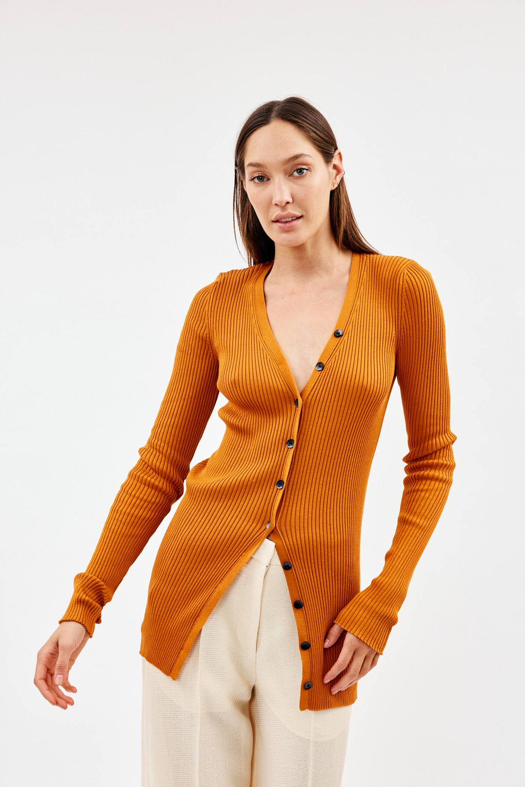 Eliza Tangerine Silk Knit Cardigan - Désordre Boutique