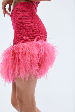 Feather Crochet Fuchsia Mini Skirt - Désordre Boutique