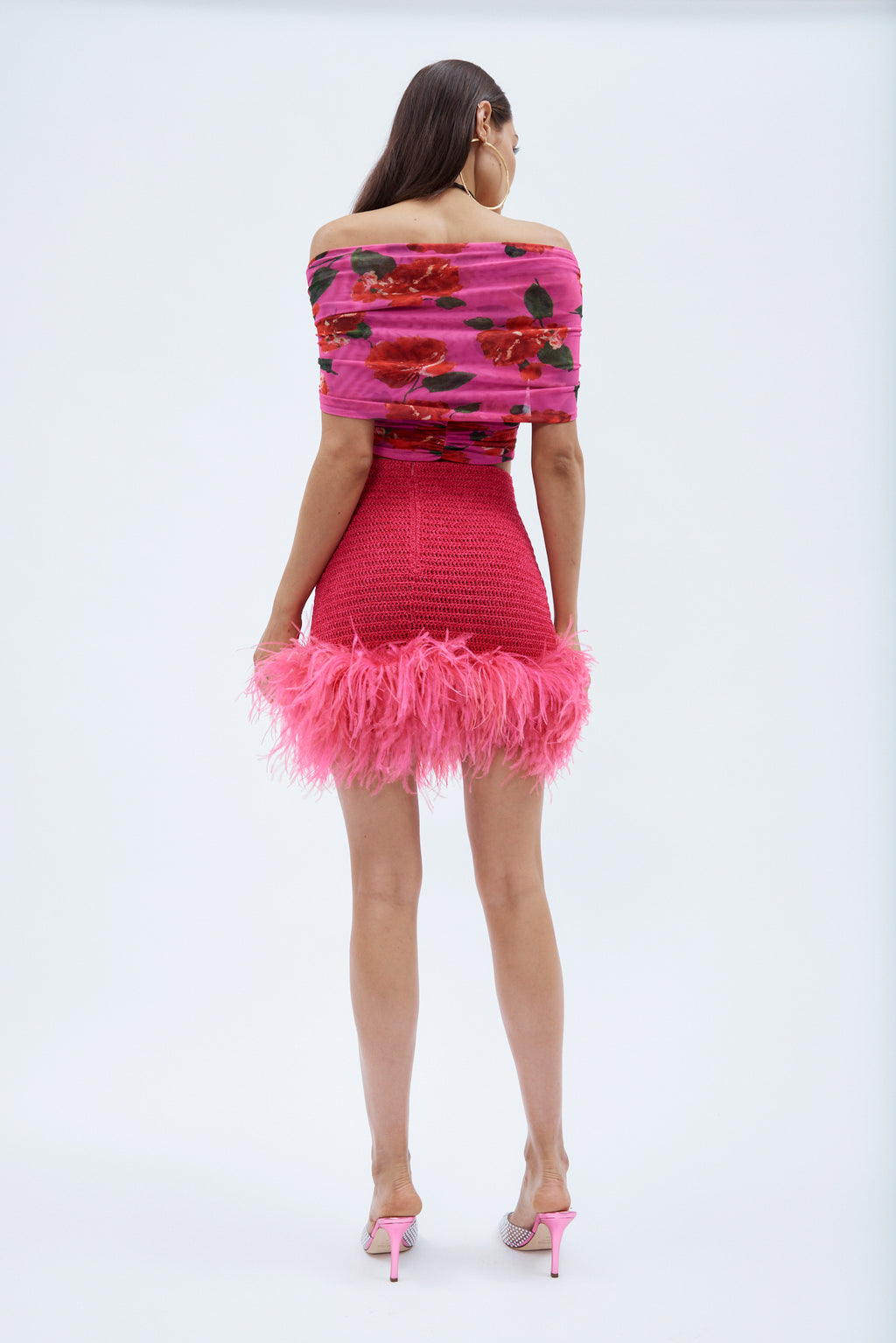 Feather Crochet Fuchsia Mini Skirt - Désordre Boutique