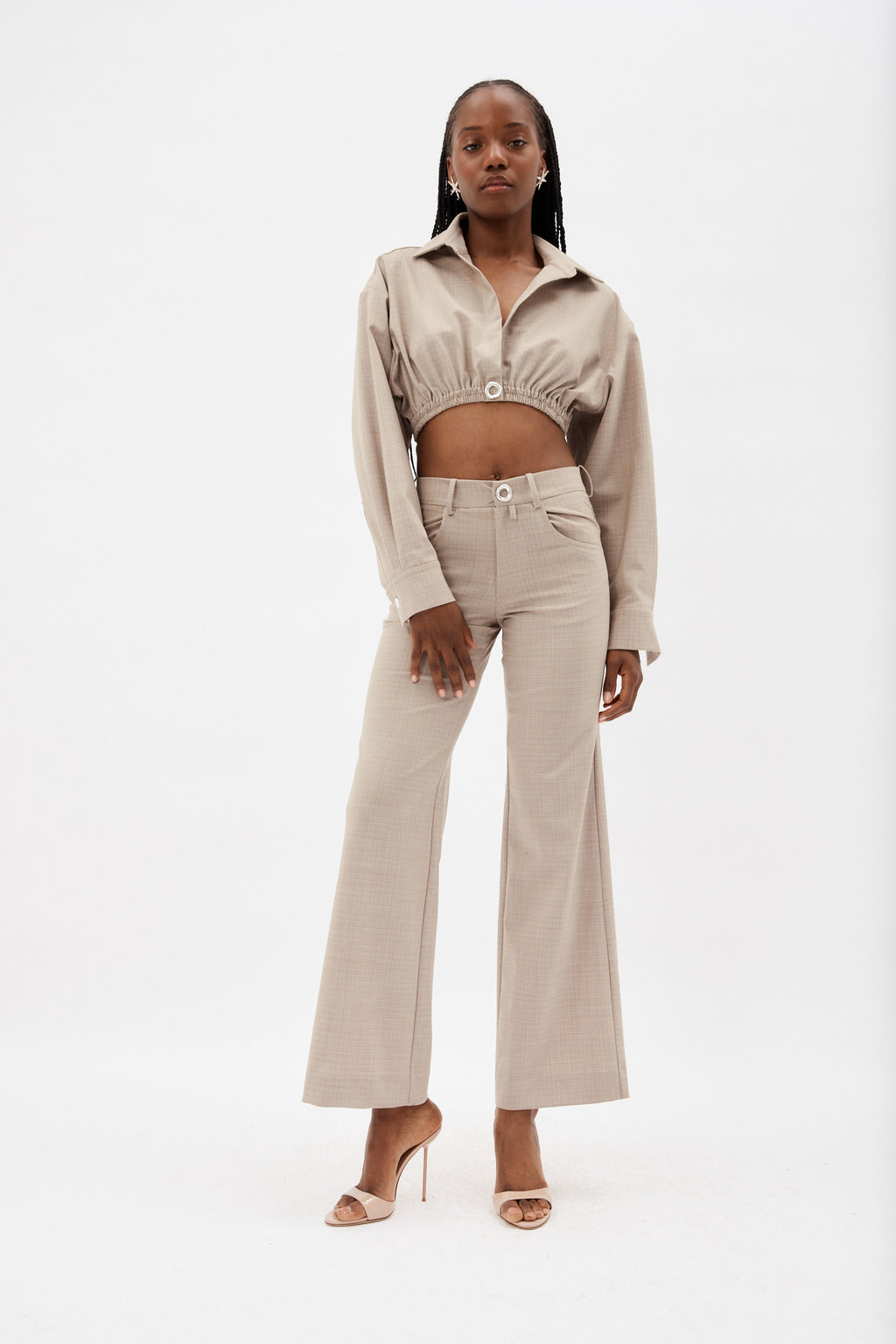 Flared Beige Marle Trouser - Désordre Boutique