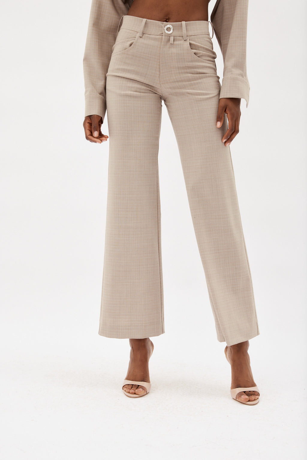 Flared Beige Marle Trouser - Désordre Boutique