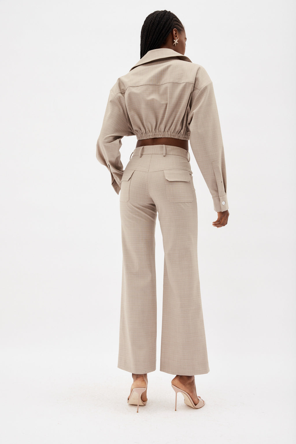 Flared Beige Marle Trouser - Désordre Boutique