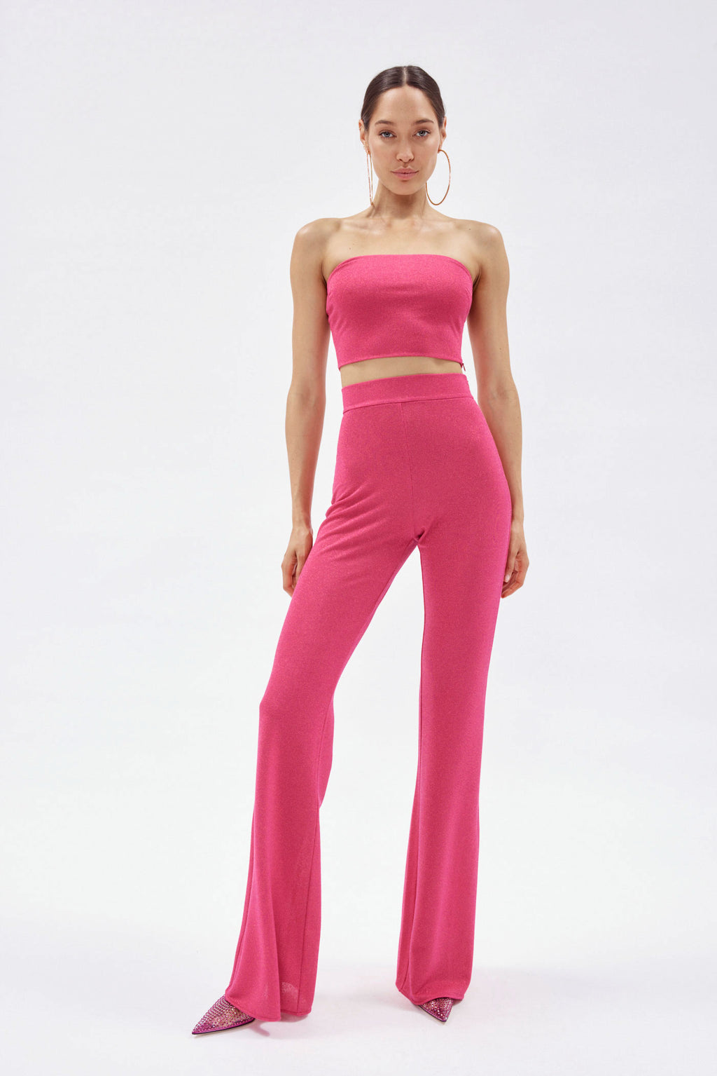 Gaia Bubble Pink Lurex Flare Pant - Désordre Boutique