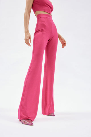 Gaia Bubble Pink Lurex Flare Pant - Désordre Boutique