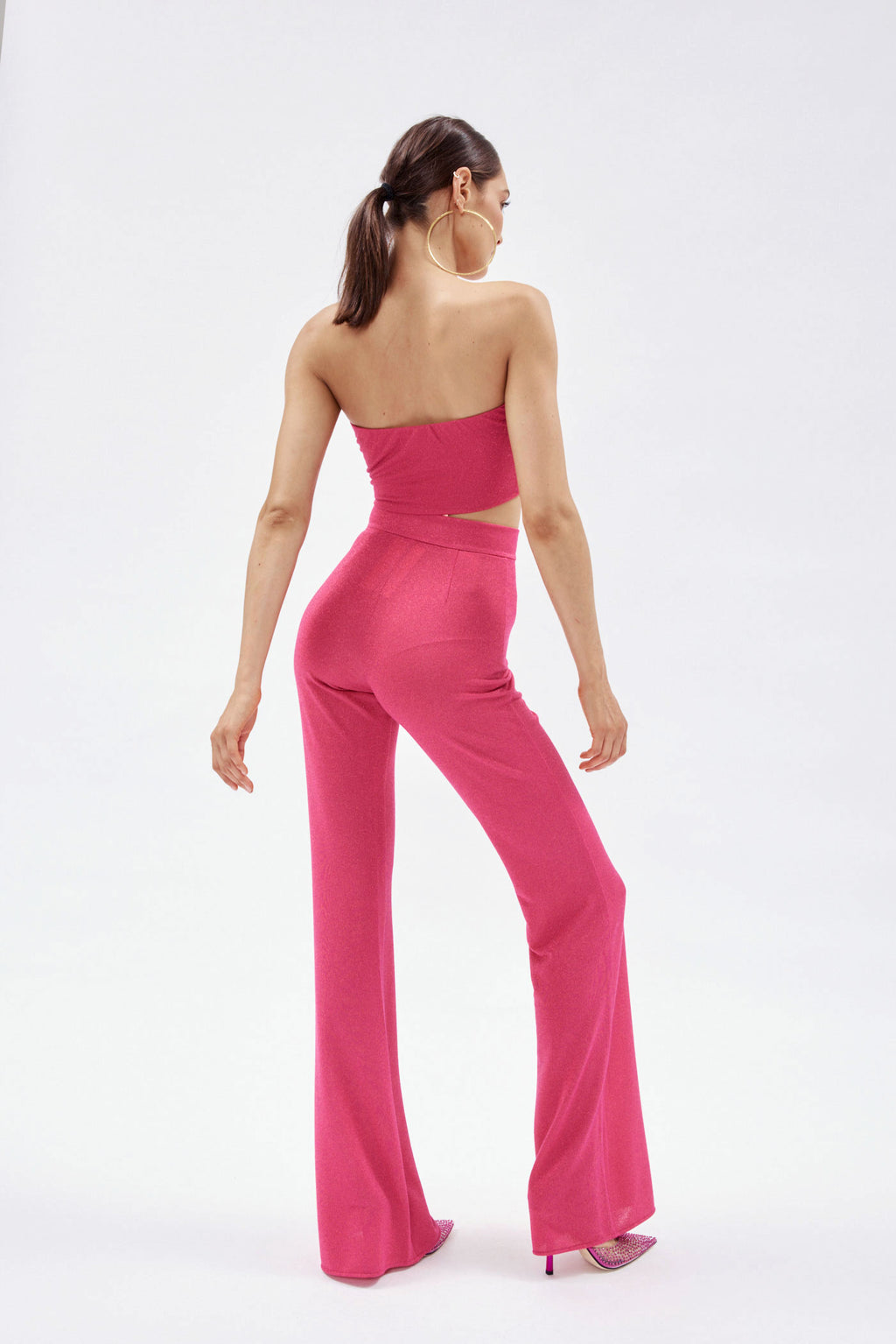 Gaia Bubble Pink Lurex Flare Pant - Désordre Boutique