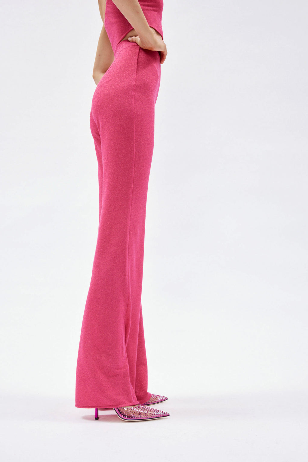 Gaia Bubble Pink Lurex Flare Pant - Désordre Boutique