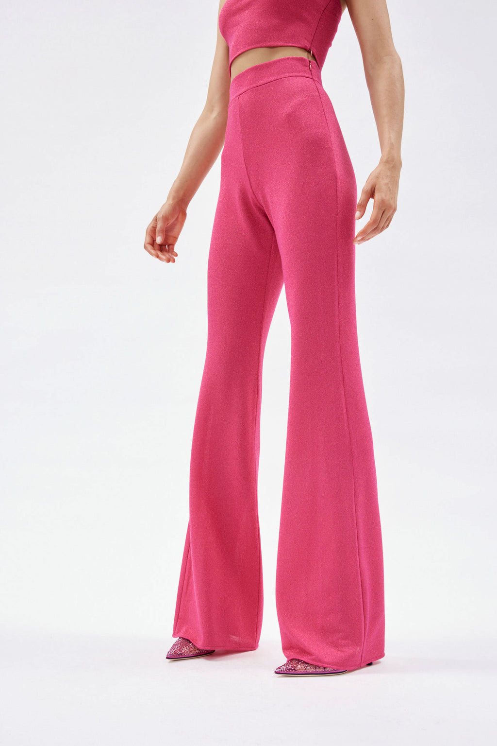 Gaia Bubble Pink Lurex Flare Pant - Désordre Boutique