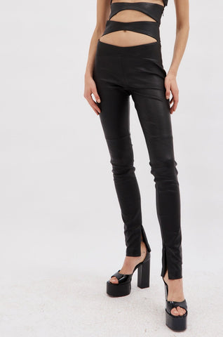 High Waist Black Diamond Leather Pants - Désordre Boutique