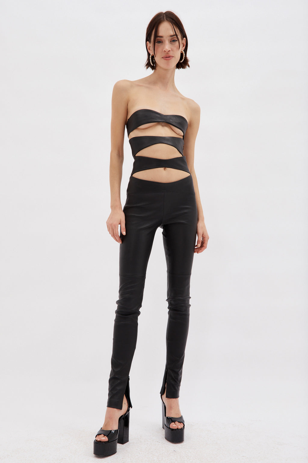 High Waist Black Diamond Leather Pants - Désordre Boutique