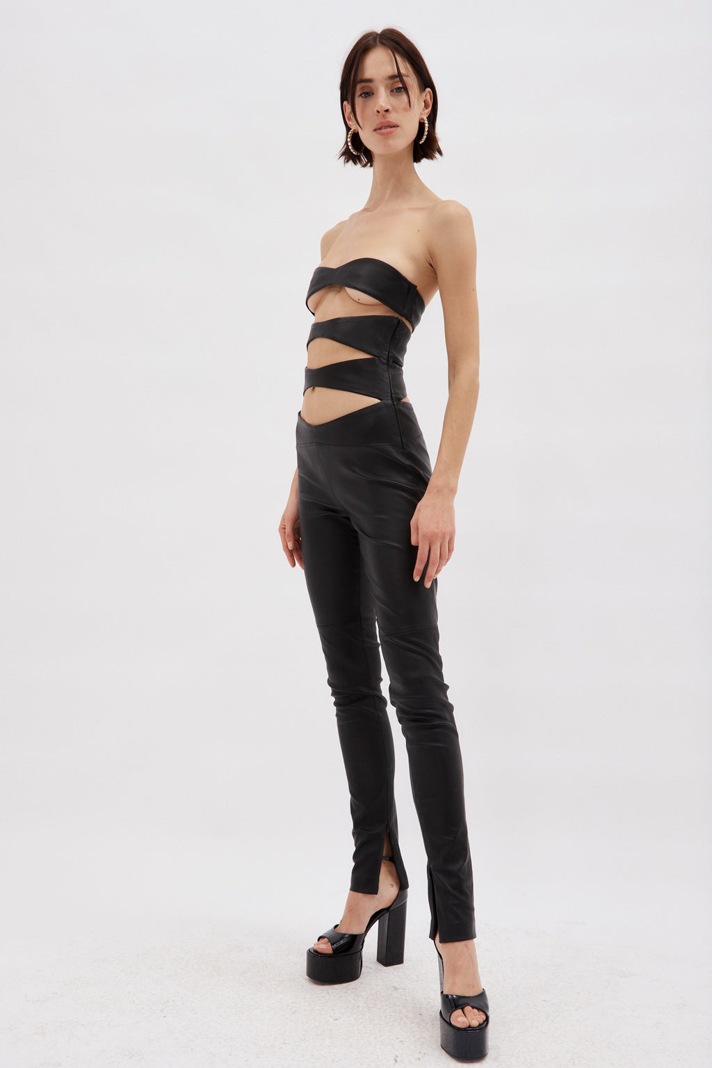 High Waist Black Diamond Leather Pants - Désordre Boutique