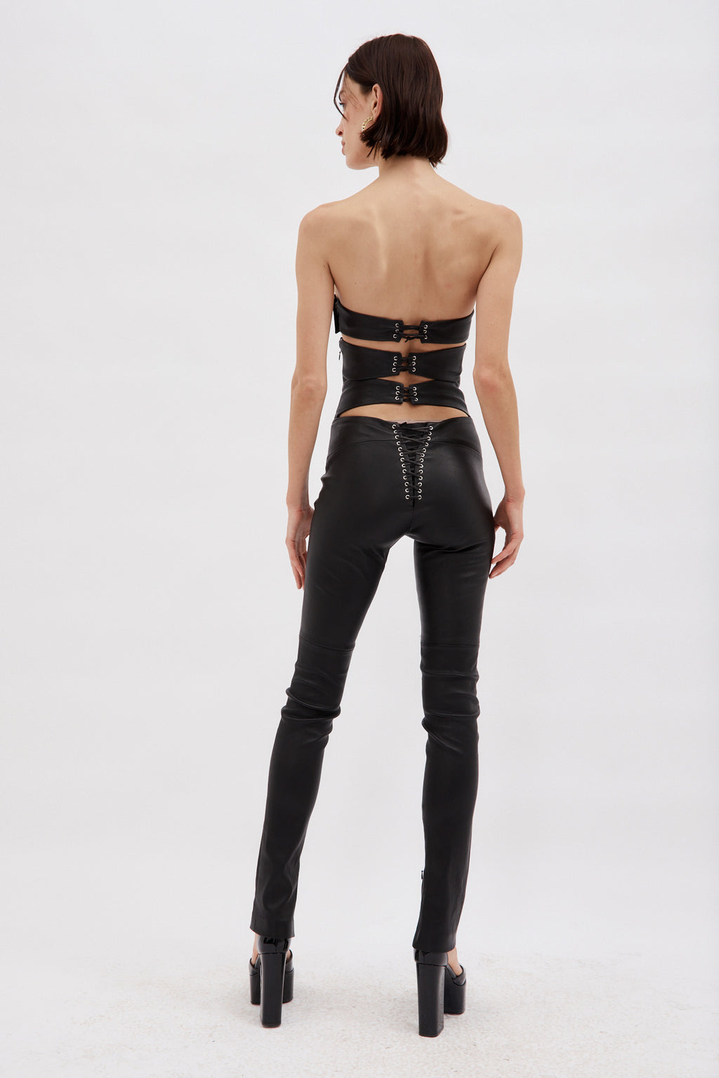 High Waist Black Diamond Leather Pants - Désordre Boutique