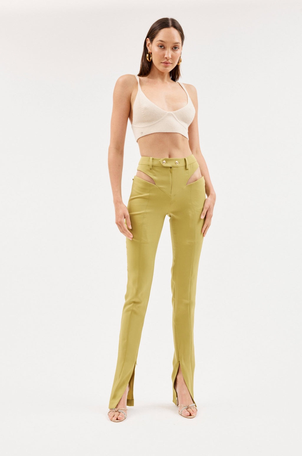 High Waist Lime Green Cut Out Fitted Pant - Désordre Boutique