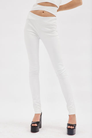 High Waist White Diamond Leather Pants - Désordre Boutique