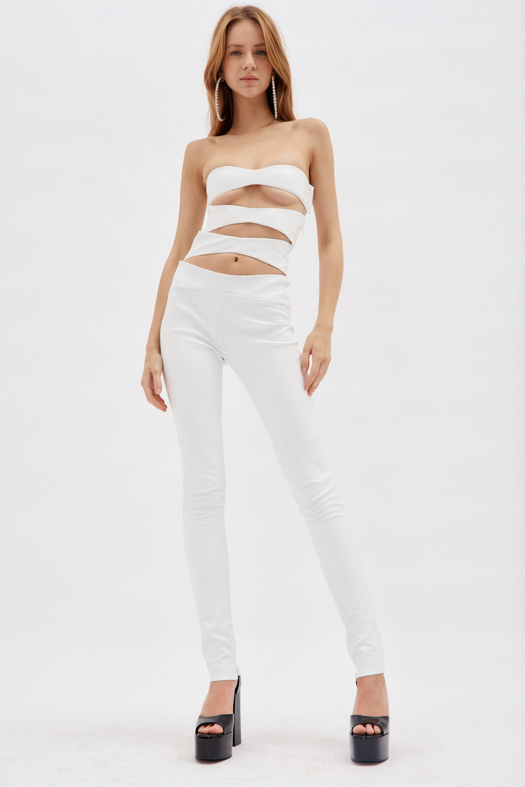 High Waist White Diamond Leather Pants - Désordre Boutique