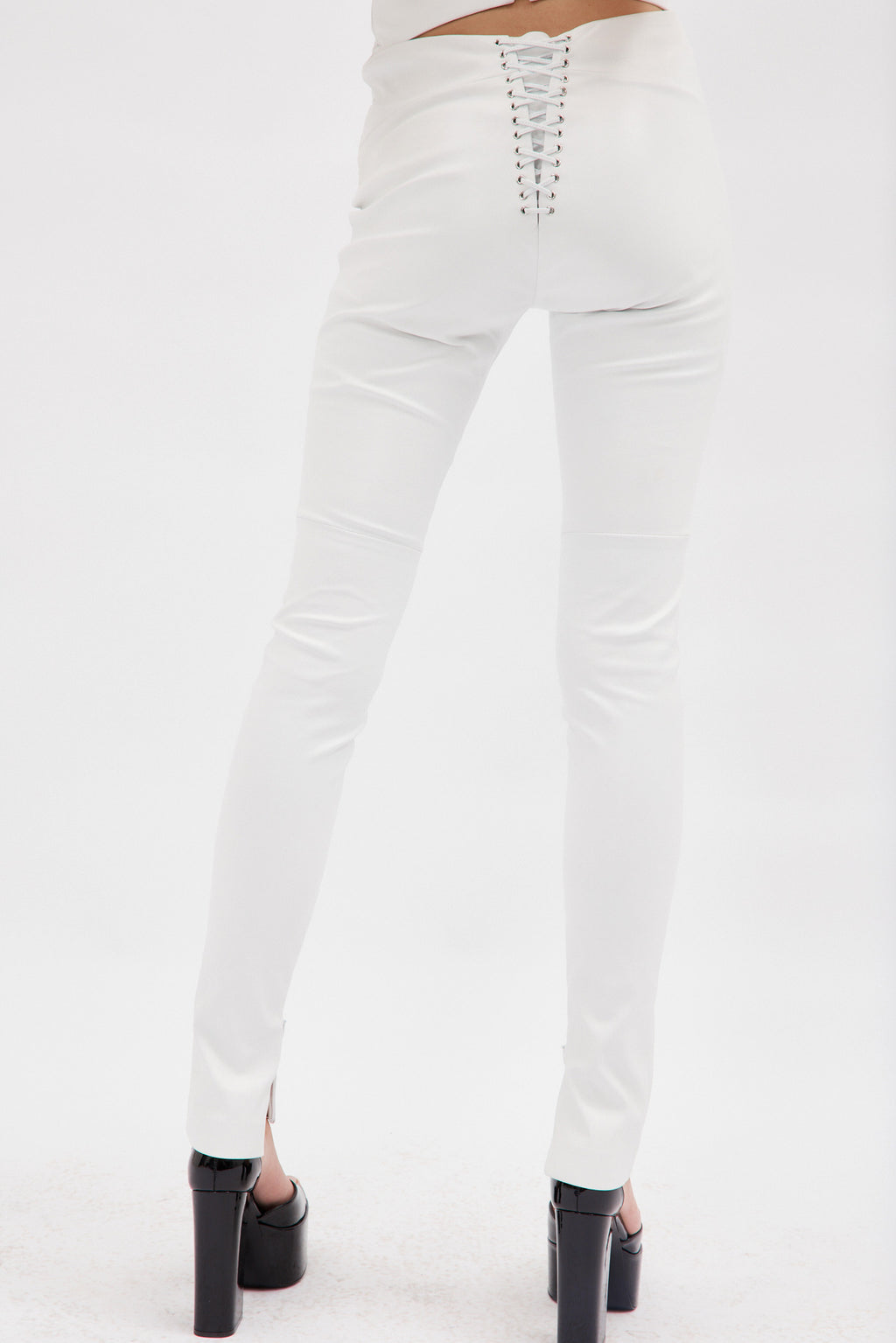 High Waist White Diamond Leather Pants - Désordre Boutique