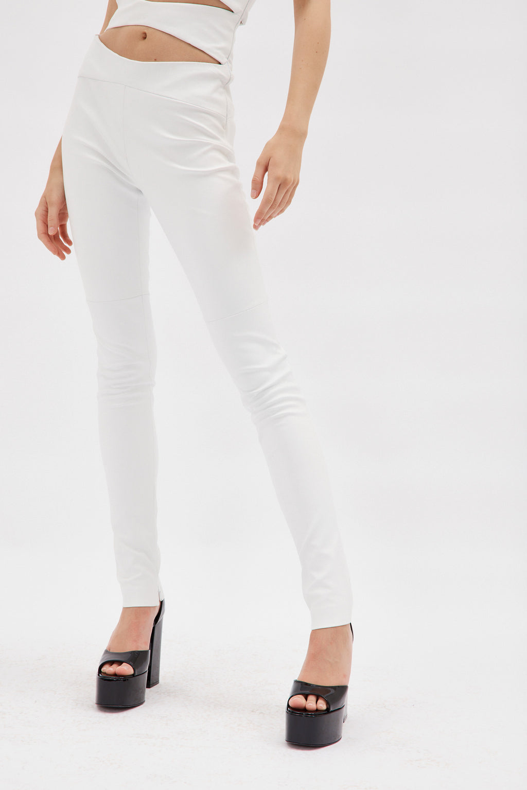 High Waist White Diamond Leather Pants - Désordre Boutique