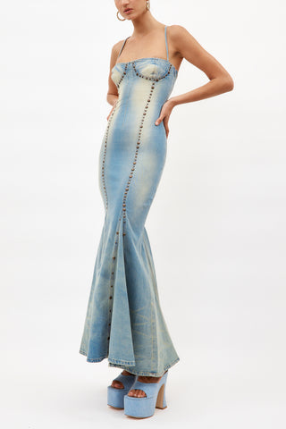 Jean Ticino Warm Sand Long Dress with Studs - Désordre Boutique