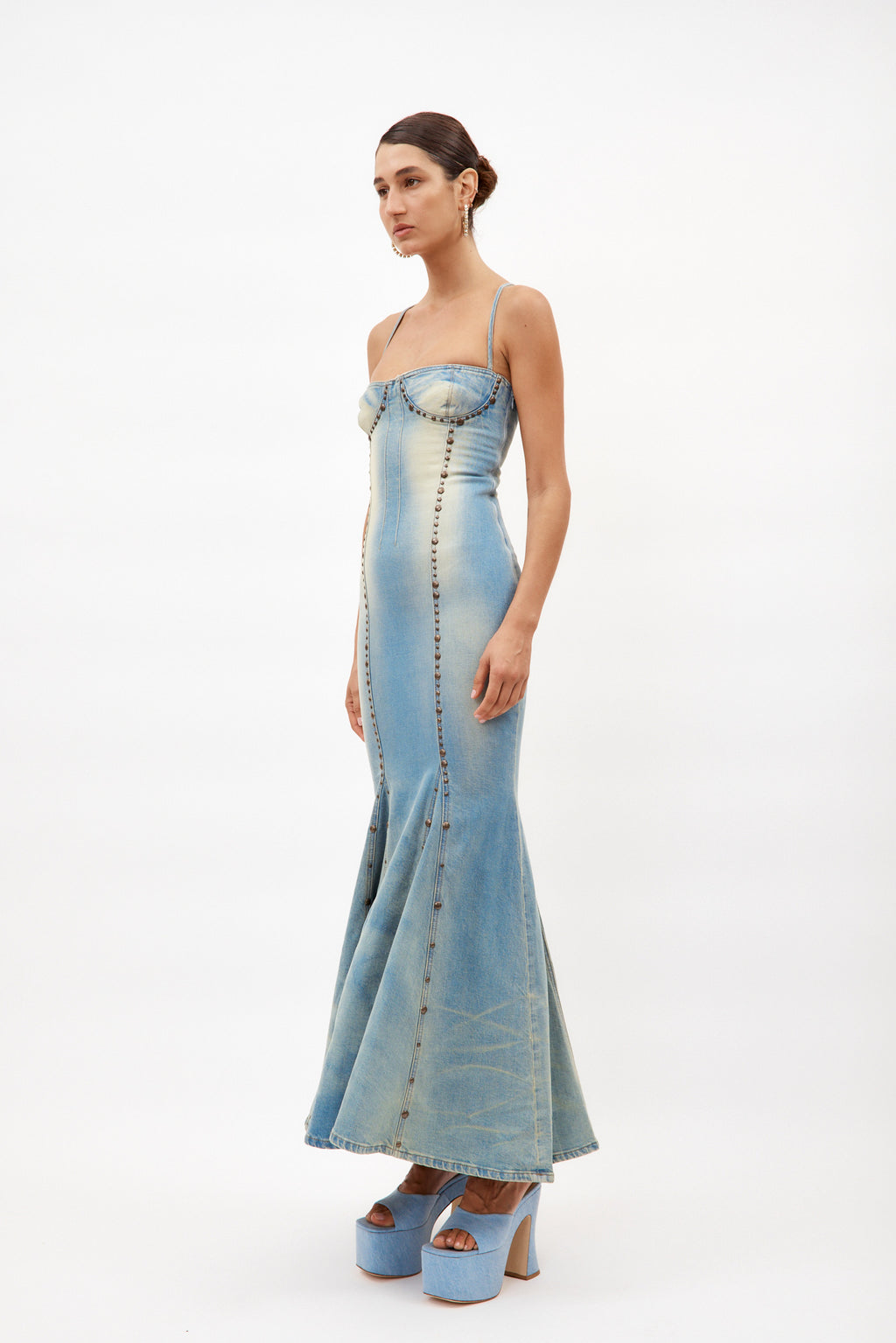 Jean Ticino Warm Sand Long Dress with Studs - Désordre Boutique