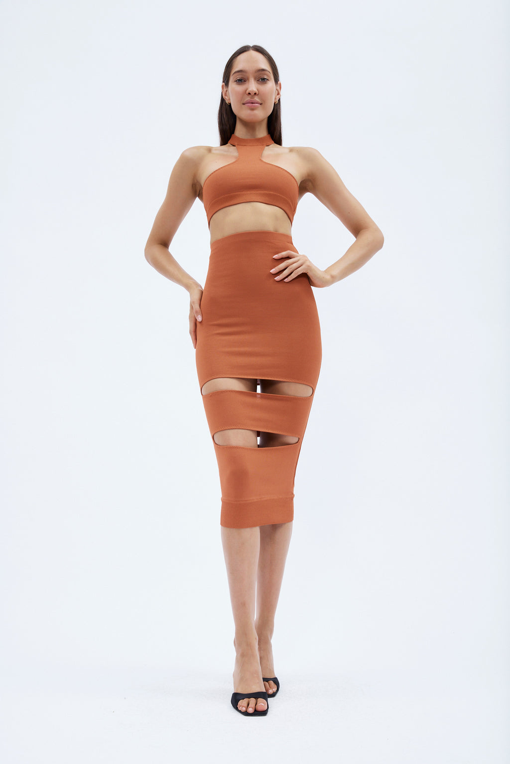 Knit Reddish Brown Tank Top Bra - Désordre Boutique