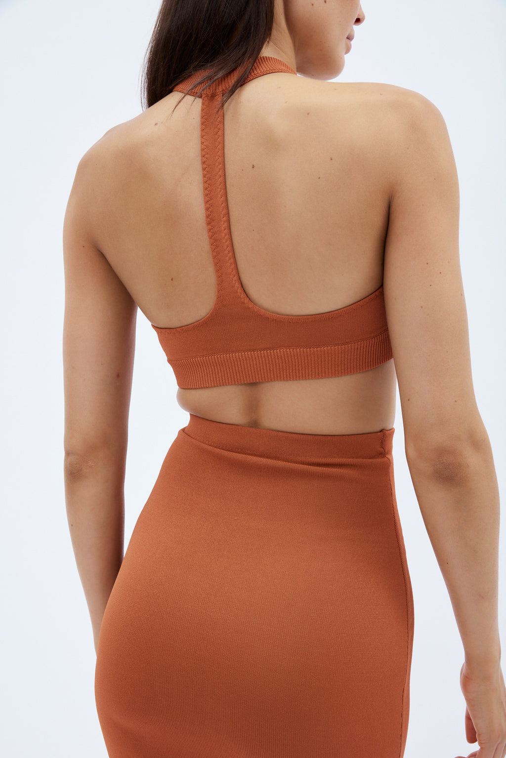 Knit Reddish Brown Tank Top Bra - Désordre Boutique